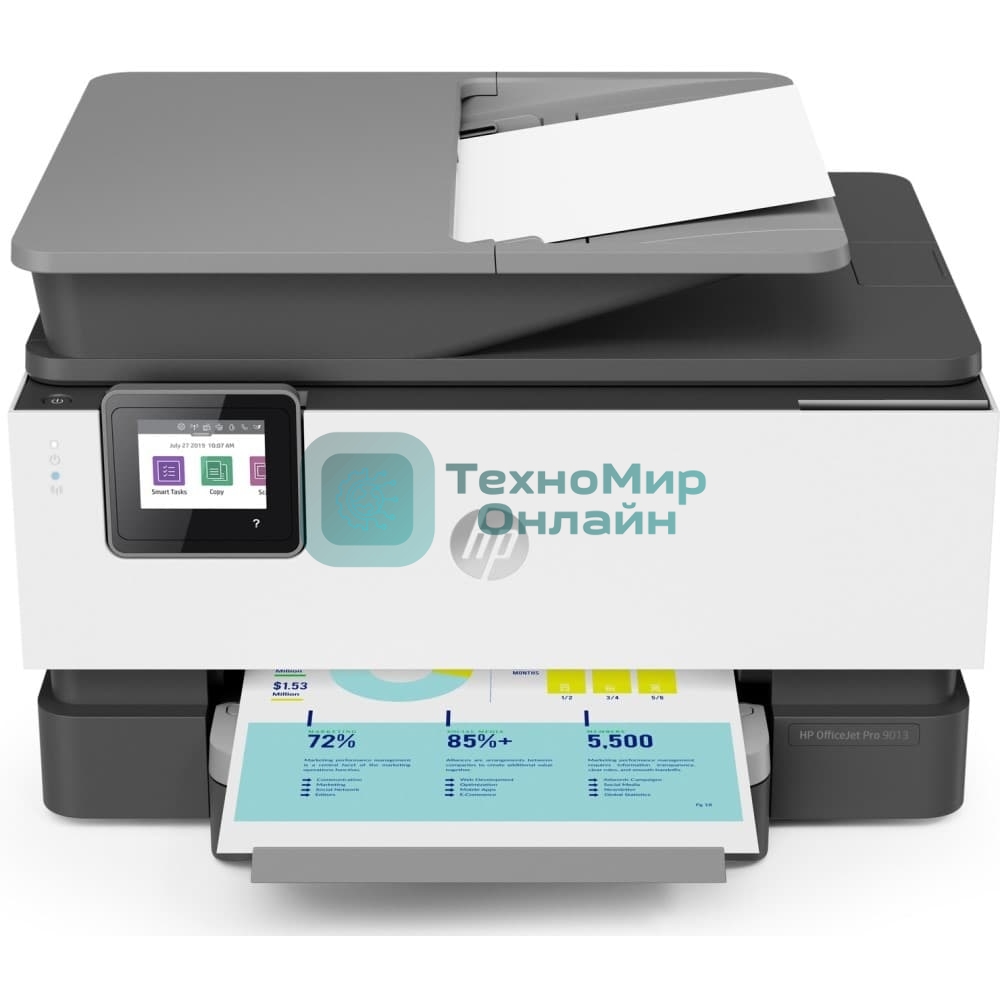 МФУ струйное HP OfficeJet Pro 9013 AiO Printer, A4, цветной, печ. до 32/18 стр/мин. (ч/б/цв.), скан. до 8 стр/мин., 1200 x 4800 dpi (печ.), 1200x1200dpi (скан.), USB, RJ-45, Wi-Fi
