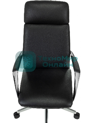 Кресло руководителя Бюрократ VEGA черный кожа крестов. алюминий