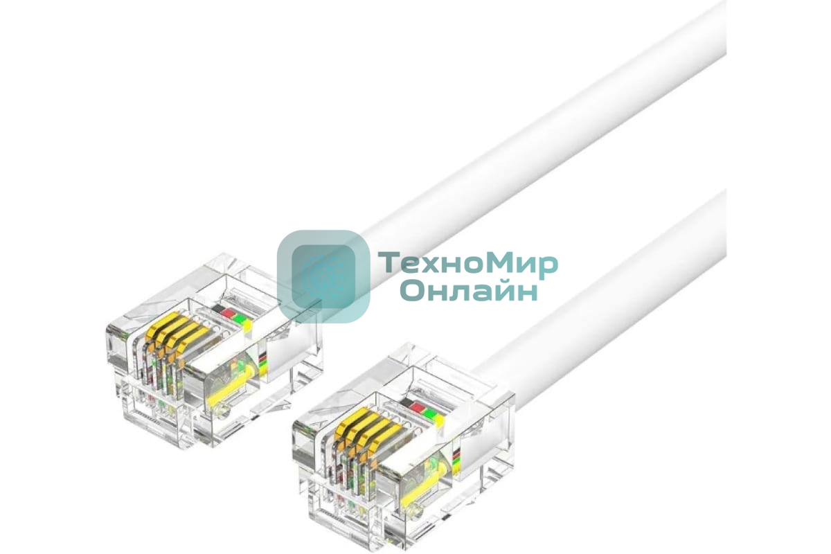 Кабель телефонный Vention плоский RJ11 (6P4C) - 2м. белый