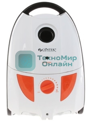 Пылесос Centek CT-2503 белый/оранжевый, 400/2000 Вт, уборка сухая, пылесборник мешок 2.5 л