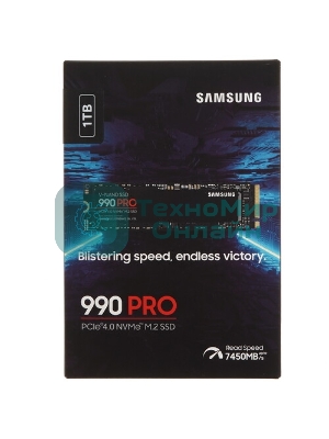 Накопитель SSD Samsung 990 PRO, 1000Gb, PCIe 4.0 x4, M.2 2280, NVMe, R/W 7450/6900