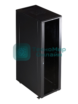 Шкаф серверный Lanmaster (TWT-CBB-42U-8X10-G1) напольный 42U 800x1000 мм пер. дв. стекл. задн. дв. двуст. 2 бок. пан. 800 кг черный IP20