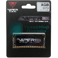 Оперативная память Patriot Viper Steel, DDR4, 8GB (1x8GB), 3200MHz, CL22, с радиатором, черный, SO-DIMM