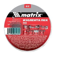 Изолента ПВХ Matrix, 19 мм х 20 м, белая, 150 мкм