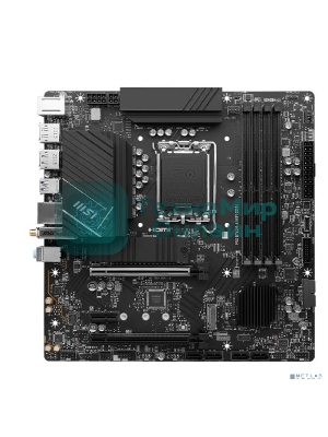 Материнская плата MSI PRO B760M-A WIFI DDR4, LGA 1700, Intel B760, 4xDDR4, 4xSATA, 2xM.2, 1xPCI-E 4.0 x16, 1xPCI-E 4.0 x4, 1xPCI-E x1, 2xHDMI, 2xDP, 1x 2.5Gb LAN, 2xUSB-A 2.0, 2xUSB-A 3.2 Gen 1, 2xUSB-A 3.2 Gen 2, 3x3.5 мм, 7.1, Micro-ATX