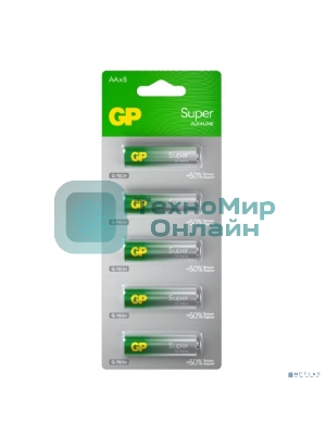 Алкалиновые батарейки GP Super Alkaline G-Tech 15А АA - 1 шт. на отрывных блистерах