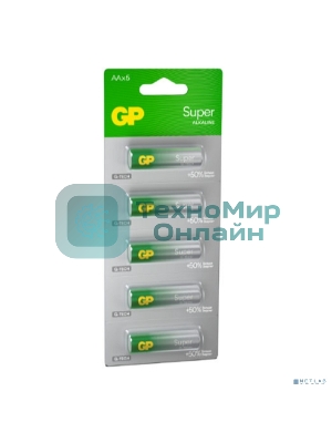 Алкалиновые батарейки GP Super Alkaline G-Tech 15А АA - 1 шт. на отрывных блистерах