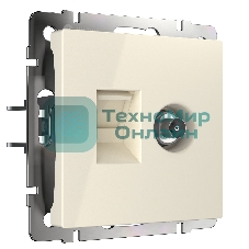 Розетка ТВ+Ethernet RJ-45 6 cat.(слоновая кость)