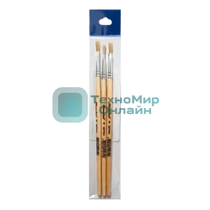 Кисть оформительская Silwerhof 983049 щетина, плоская, №4, ПЛАСТИЛИНОВАЯ КОЛЛЕКЦИЯ, деревянная, лакированная ручка