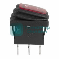 Выключатель клавишный Rexant 250V 6А (3с) ON-OFF красный с подсветкой Mini, влагозащита