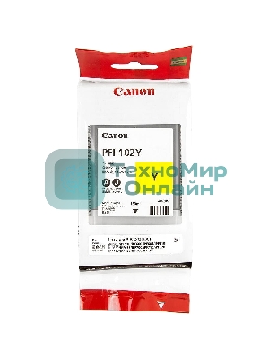 Картридж струйный Canon PFI-102Y (0898B001) желтый, 130 мл., для imagePROGRAF iPF605, iPF610., iPF650, iPF655, iPF710, iPF750, iPF755, LP17, iPF510