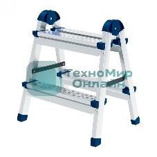 Стремянка Сибртех двухсторонняя 2 ст., сталь профиль, стальные ступени