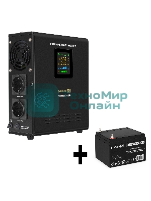 Комплект Источник бесперебойного питания EX295995RUS + батарея 26Aч EX282970RUS 1шт (инвертор, синус, для котла, настенный) ExeGate FineSine SX-500.LCD.AVR.2SH <500VA/300W, чистая синусоида, цветной LCD-дисплей, AVR, 2*Schuko, линейно-интерактивный, крепление настенное/универсальное, черный> + батарея ExeGate DT 1226 (12В, 26Ач) 1шт