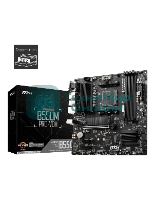 Материнская плата MSI B550M PRO-VDH, AM4, AMD B550, 4xDDR4, 4xSATA, 2xM.2, 1xPCI-E 4.0 x16, 2xPCI-E x1, 1xDP, 1xHDMI, 1xVGA, 1x 1Gb LAN, 2xUSB 2.0, 4xUSB 3.2 Gen 1, 3x3.5 мм, 7.1, Micro-ATX