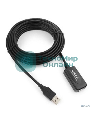 Кабель Gembird USB 2.0 удлинительный, активный 4.8м AM/AF, черный
