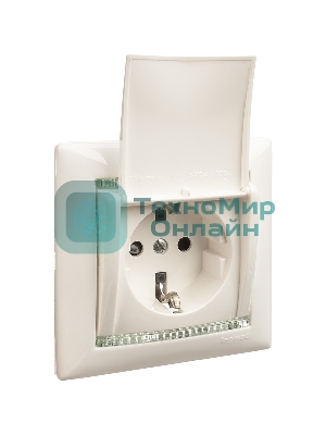 Розетка Valena с заземлением с крышкой (белая)