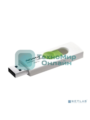Флешка USB ADATA UV320 (AUV320-128G-RWHGN), 128Gb, USB 3.2 Gen1, R/W 100/30, белый/зеленый