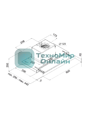 Вытяжка встраиваемая Maunfeld Ouse Touch Glass 60 черный, 60 см, 750 куб. м/ч, 48 дБ