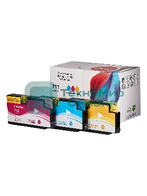 Набор струйных картриджей Sakura P2V32A (№711 Tri-colour) для HP, триколор, 73 мл. (3шт)