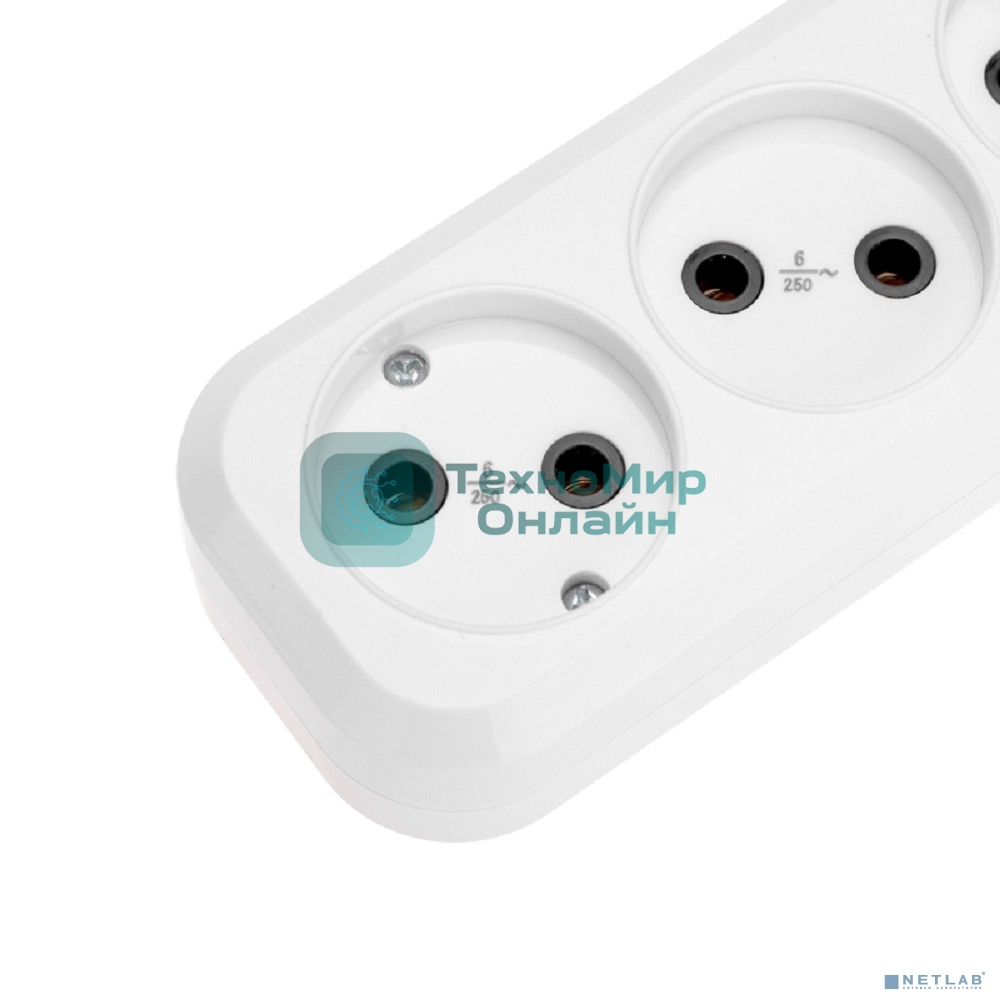 Удлинитель 3 гнезда, 5 м, 2х0,75 мм², б/з, белый PROconnect