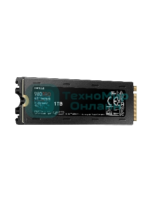 Накопитель SSD Samsung 980 PRO, 1TB, PCIe 4.0 x4, M.2 2280, NVMe, R/W 7000/5000, с радиатором