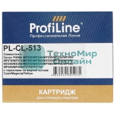 Картридж струйный ProfiLine PL-CL-513 для принтеров Canon Pixma iP2700 MP240/250/260/270/272/280/480/490/492/495/MX320/330/340/350 Color водн