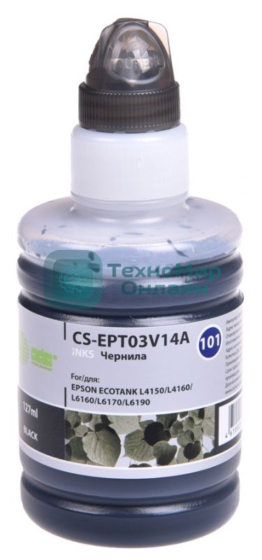 Чернила Cactus CS-EPT03V14A 101BK, черный пигментный, 127 мл для Epson L4150/L4160/L6160/L6170