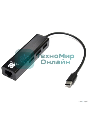 Кабель-адаптер 5bites UA3C-45-09BK USB3.1, 3хUSB2.0, RJ45 100MB, черный