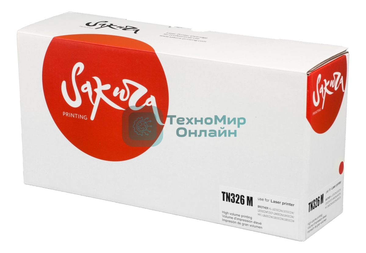 Картридж лазерный Sakura TN326M для Brother HL-8250, DCP-8450, MFC-8650, пурпурный, 3 500к.