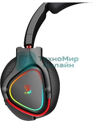 Гарнитура Bloody MR720 чёрный, беспроводная + проводная, радиоканал/Bluetooth/mini jack 3.5 мм, до 44 ч, подсветка