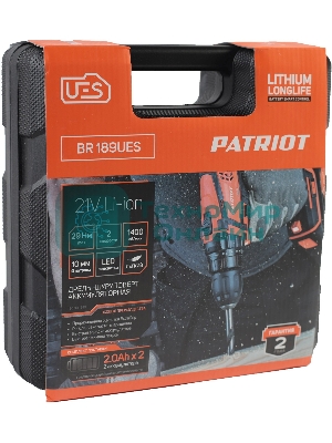 Дрель-шуруповерт аккумуляторная Patriot BR 189UES, Аккумуляторная, 21В, 2 АКБ, Кейс