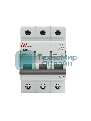 Выключатель автоматический модульный 3п C 50А 6кА AV-6 AVERES EKF mcb6-3-50C-av