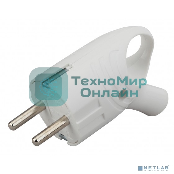 Вилка с/з угловая с кольцом 16A белая ЭРА (24/480/5760)