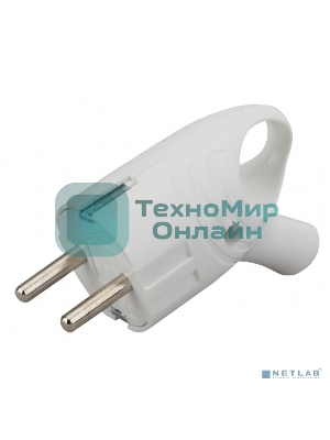 Вилка с/з угловая с кольцом 16A белая ЭРА (24/480/5760)