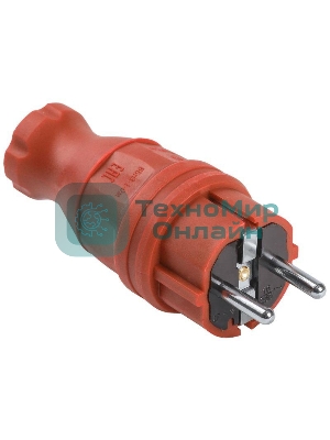 Вилка прямая ОМЕГА ВБп3-1-0м IP44 каучук красн. IEK PKR01-016-2-K04