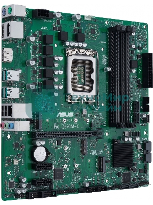 Материнская плата ASUS Pro Q670M-C-CSM, LGA 1700, Intel Q670, 4xDDR5, 6xSATA, 2xM.2, 1xPCIe 4.0 x16, 1xHDMI, 2xDP, 1x1Gb LAN, 4xUSB-A 3.2 Gen 2, 3x3.5 мм, 7.1, mATX