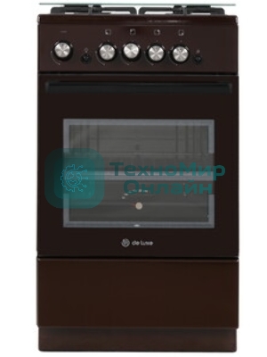 Плита газовая De Luxe 5040.32Г (КР) ЧР 014 коричневый, конфорок 4 шт, духовка 46 л, 50 см x 85 см x 50 см