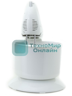 Миксер SUPRA MXS-530 с чашей. 500 Вт. Режим Турбо. 5 скоростей. Две насадки: для взбивания яиц и крема и для замеса тяжелого теста. белый