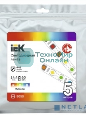 Лента светодиодная IEK LED 5м LSR-5050RGB60-14,4-IP65-12В IEK