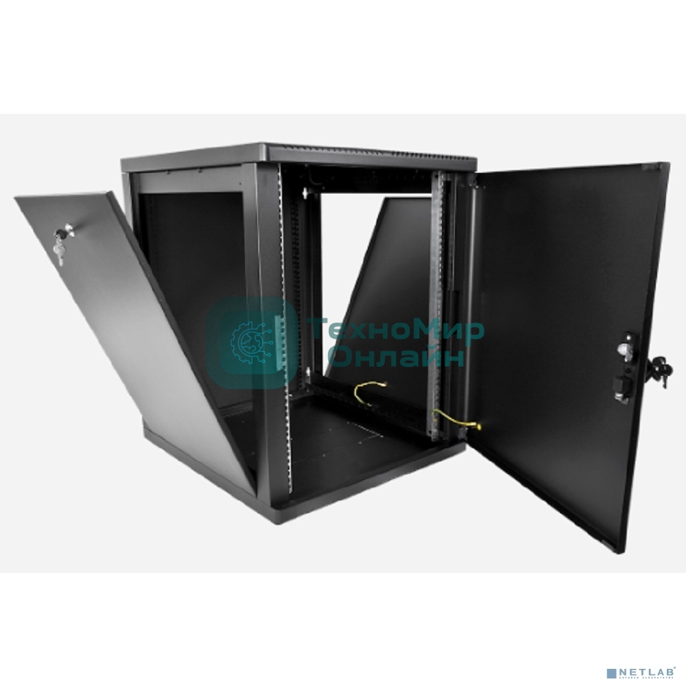 Шкаф телекоммуникационный ЦМО настенный разборный 12U (600 x 650) съемные стенки, дверь металл, черный (ШРН-М-12.650.1-9005)