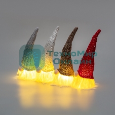 Гномик в новогоднем колпаке 20см, цвет свечения теплый белый, питание 3xLR1130 (в комплекте) Neon-night