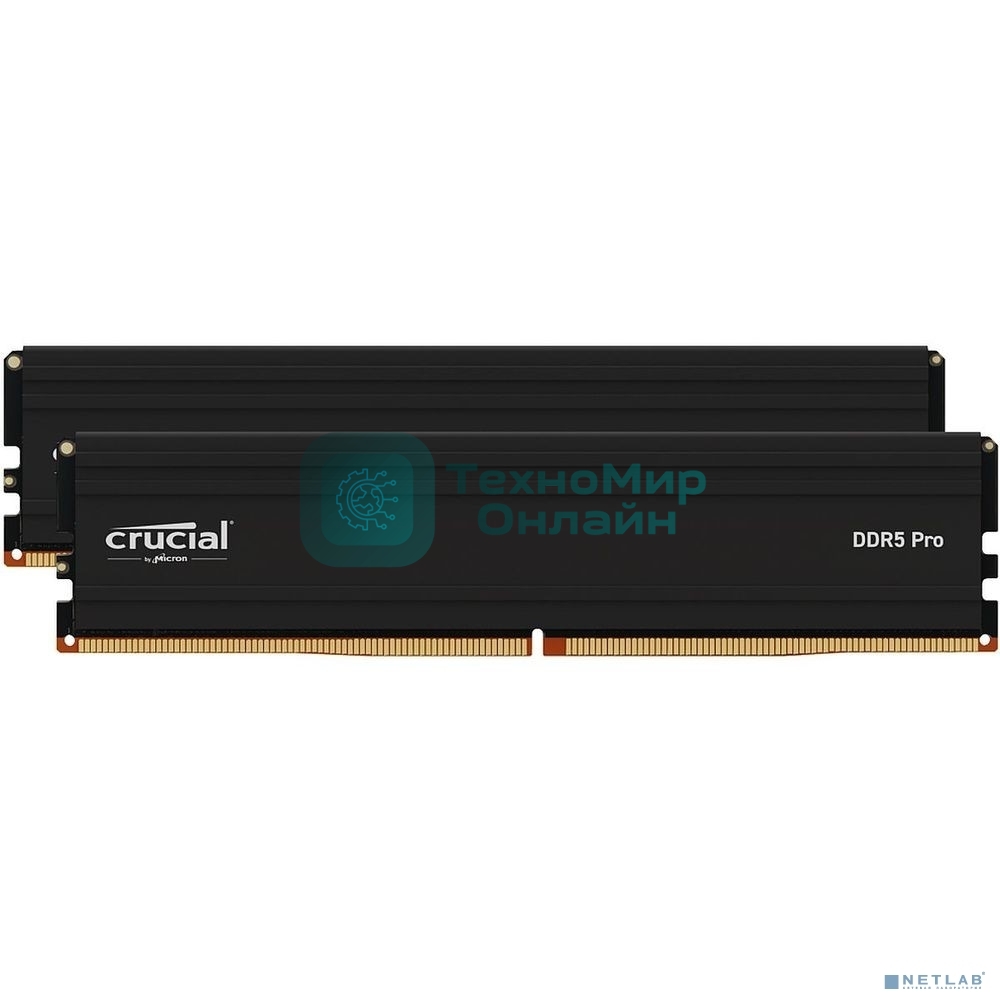 Оперативная память Crucial Pro, DDR5, 32Gb (2x16 Gb), 5600 MHz, CL46, DIMM, радиатор, черный