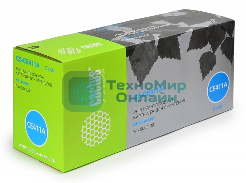 Картридж лазерный Cactus CS-CE411A голубой (2600 стр.) для HP CLJ Pro 300 Color M351/Pro 400 Color M451