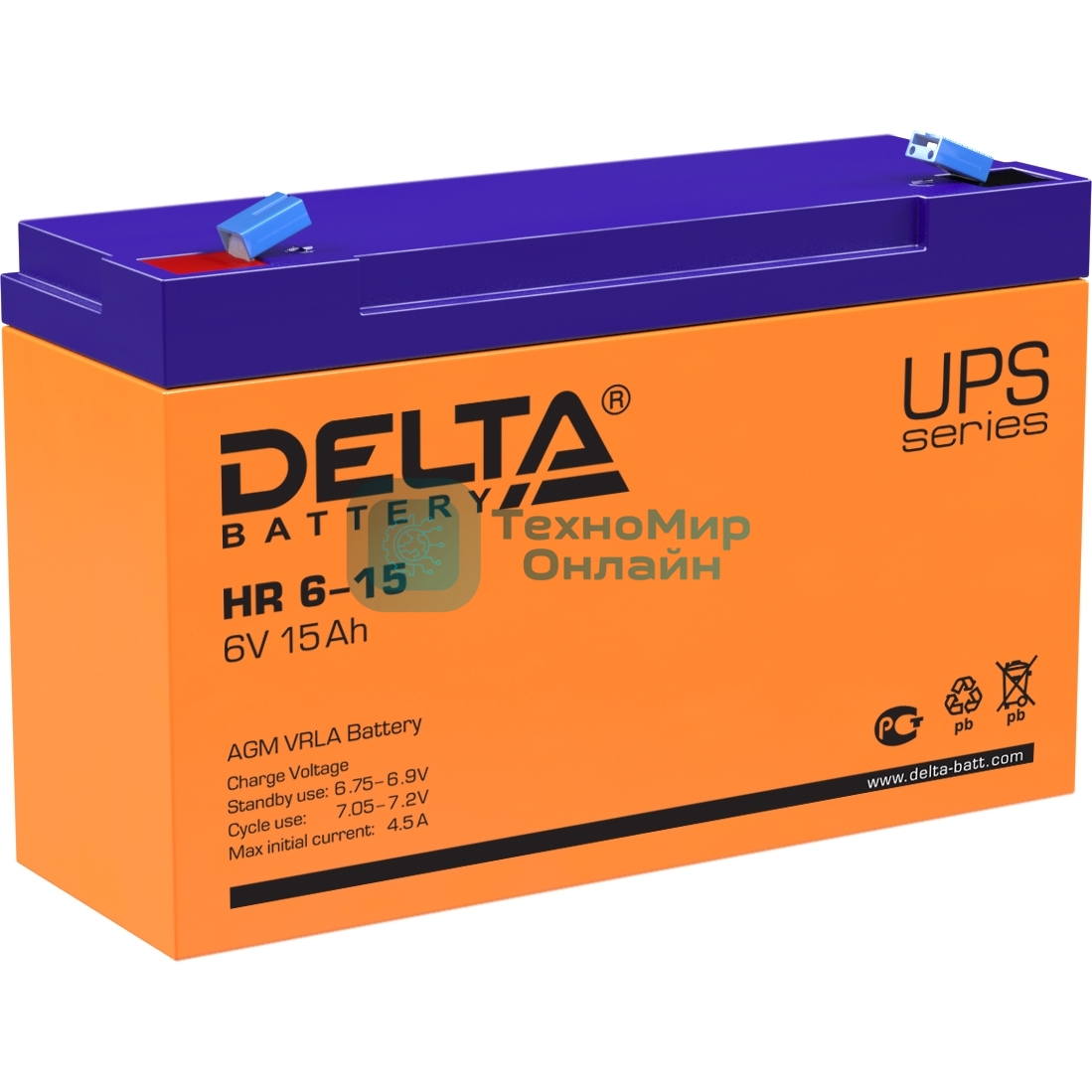 Батарея для ИБП Delta HR 6-15 (6V 15Ah)