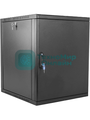 Шкаф коммутационный ЦМО (ШРН-9.350.1-9005) настенный 9U 600x350 мм пер. дв. стал. лист 200 кг черный 300 мм