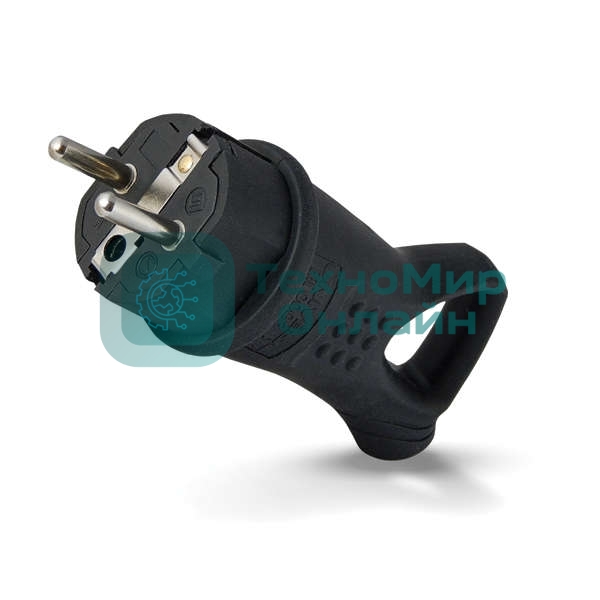 Вилка угловая с ушком c заземлением каучук 16А 250В IP44 (0003) UNIVersal