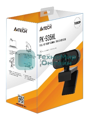 Веб-камера A4Tech PK-935HL 1920x1080, 30 кадр/с, USB Type-A, микрофон, ручная фокусировка, универсальное крепление