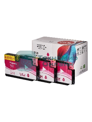 Набор струйных картриджей Sakura CZ135A (№711 Magenta 3-pack) для HP, пурпурный, 26 мл.