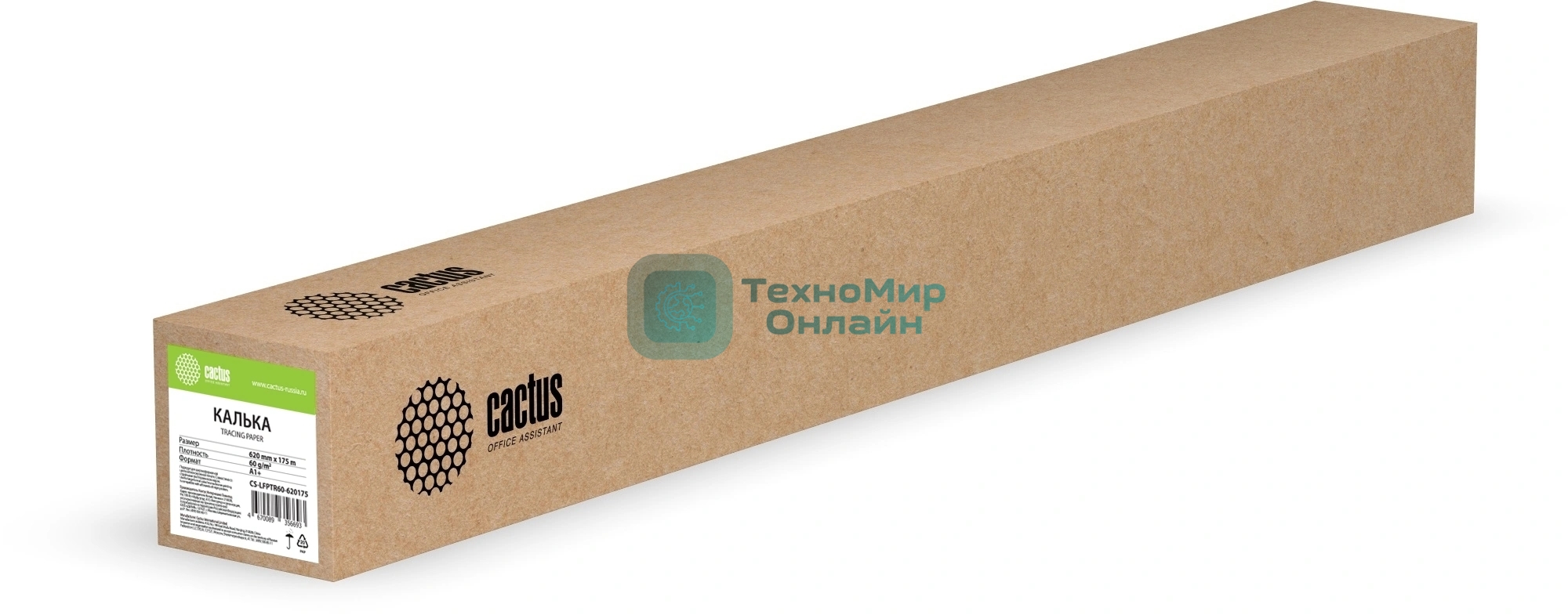 Калька Cactus CS-LFPTR60-620175 620мм-175м/60г/м2 универсальная втулка:76.2мм (3