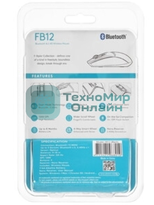 Мышь беспроводная A4Tech Fstyler FB12 черный, 1200 dpi, радиоканал, Bluetooth, USB, кнопки - 3